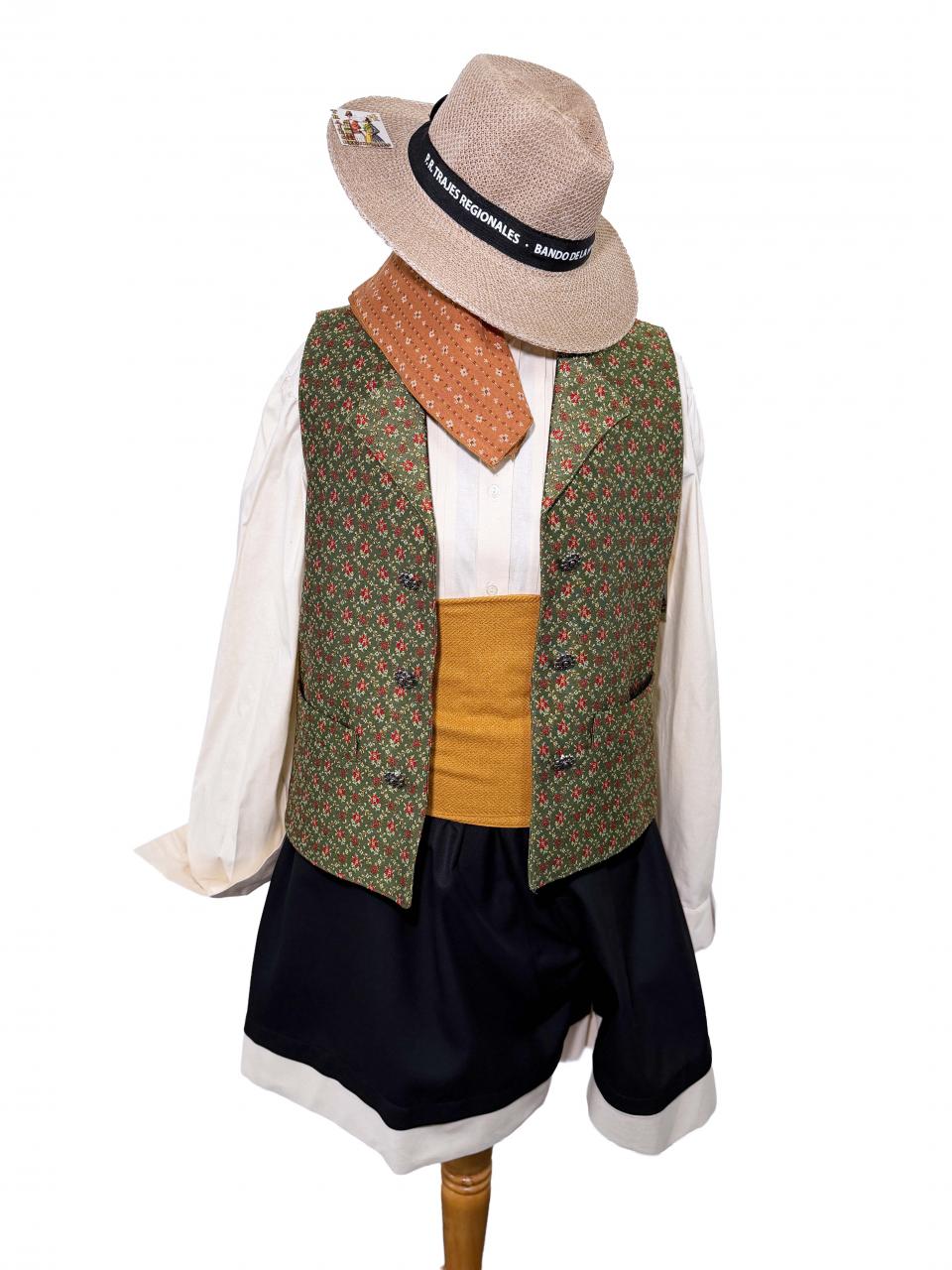 Chaleco tapicer�a verde oliva flores peque�as