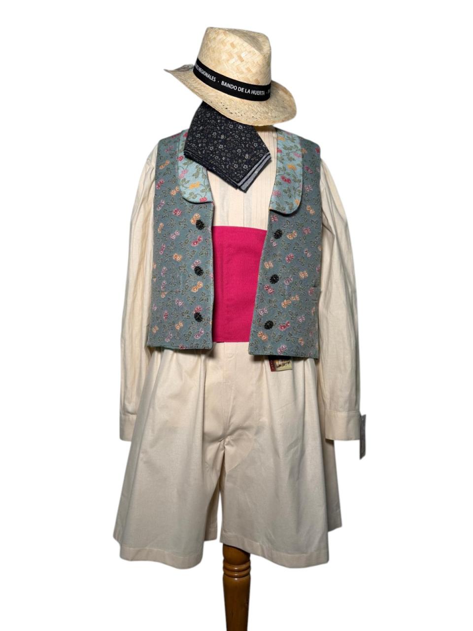 Chaleco tapicer�a verde azulado flores