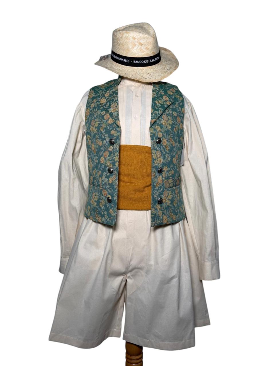 Chaleco tapicer�a verde azulado flores grandes