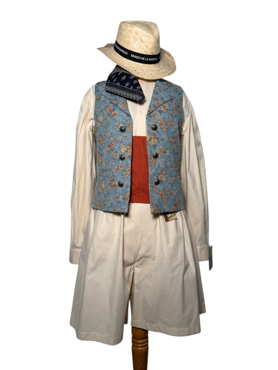 Chaleco tapicer�a azul claro flores